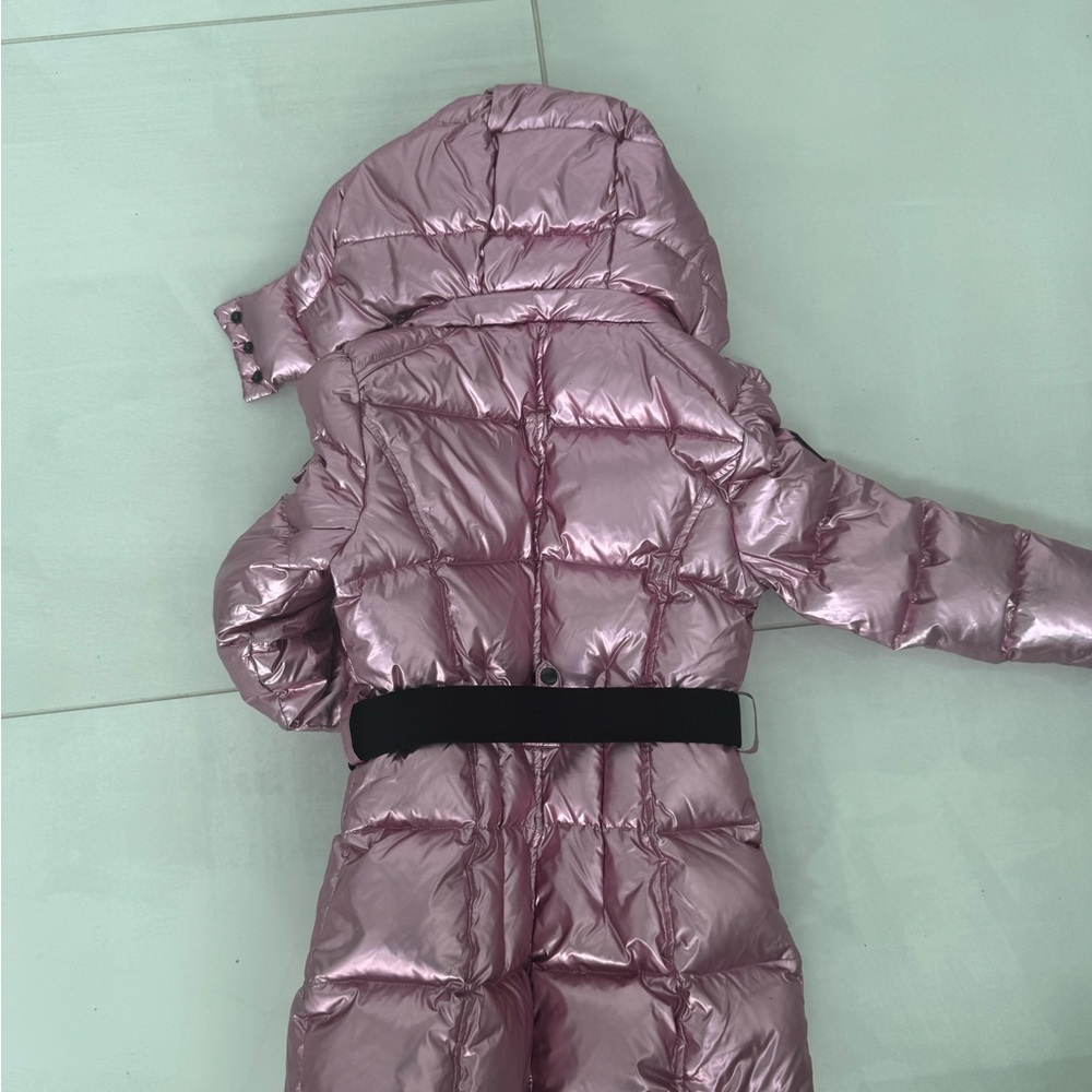 Metallic Pink Puffer Coat with Belt